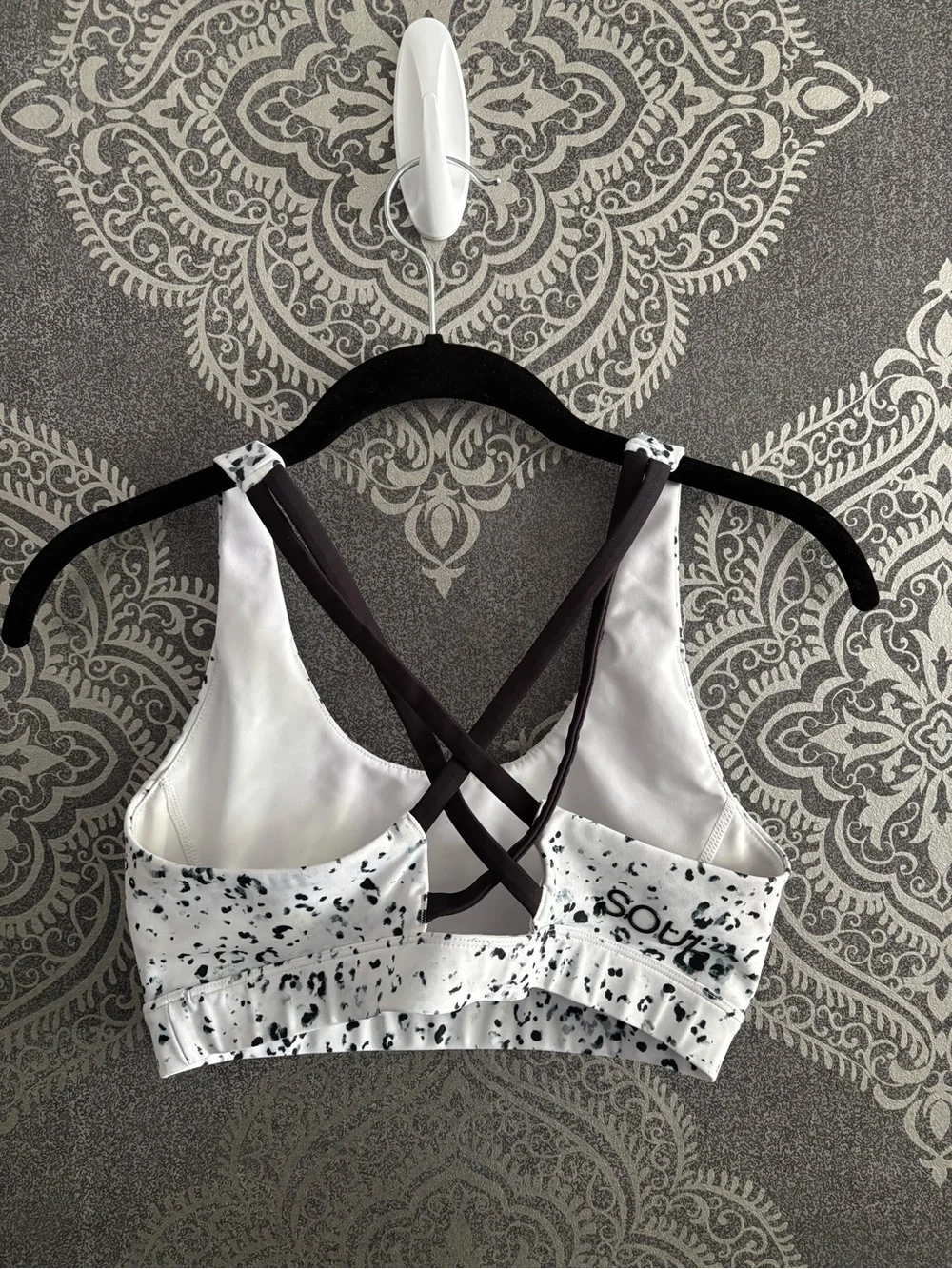 White Black-Speckle Sports Bralette - Picture 2 of 2
